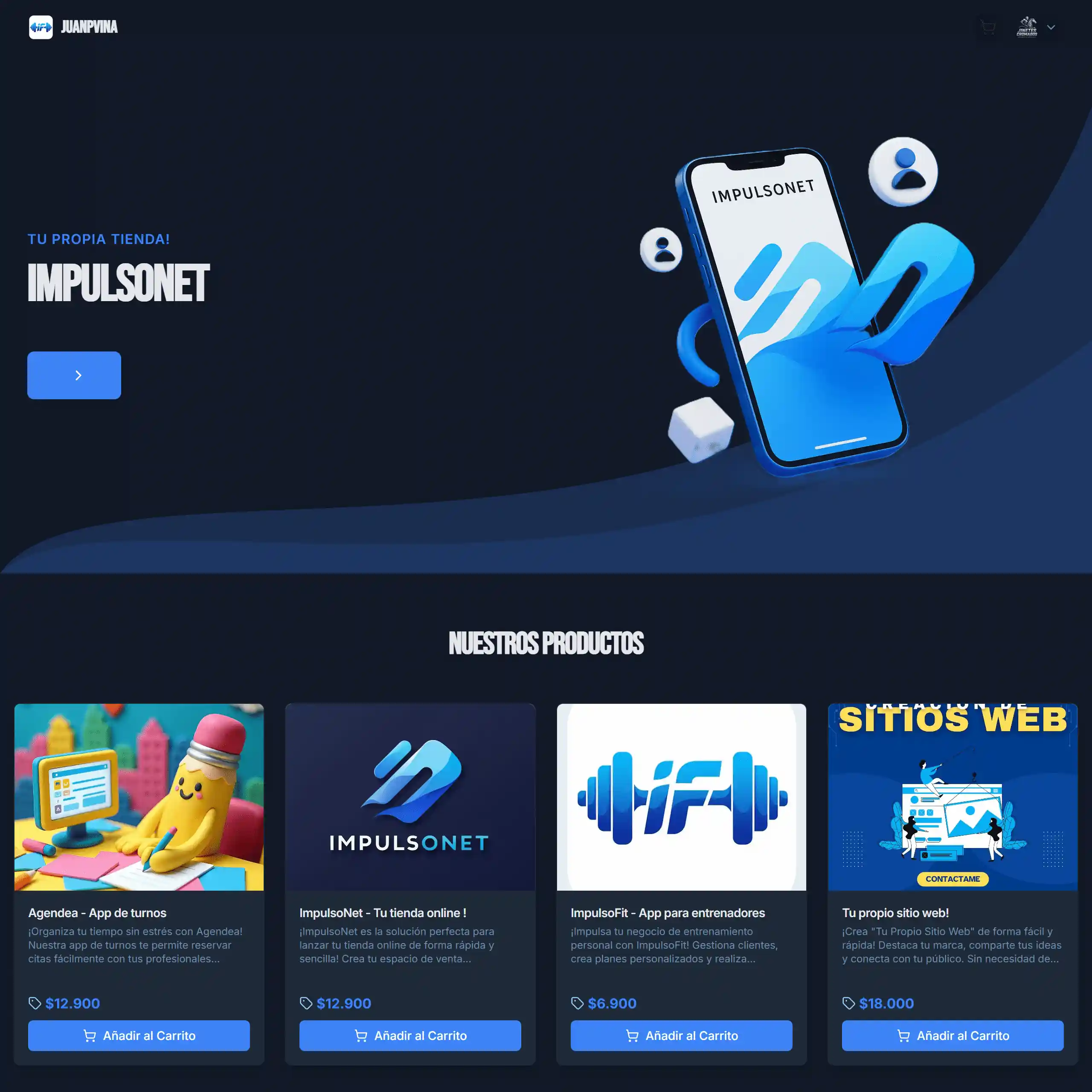 Ejemplo de una tienda online creada con ImpulsoNET